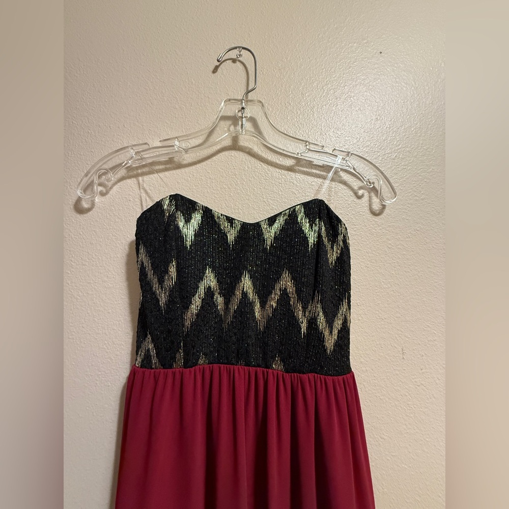 Style Rack Strapless Maxi Black & Red Dress with Sequins & Sheer bottom Small - Picture 3 of 10